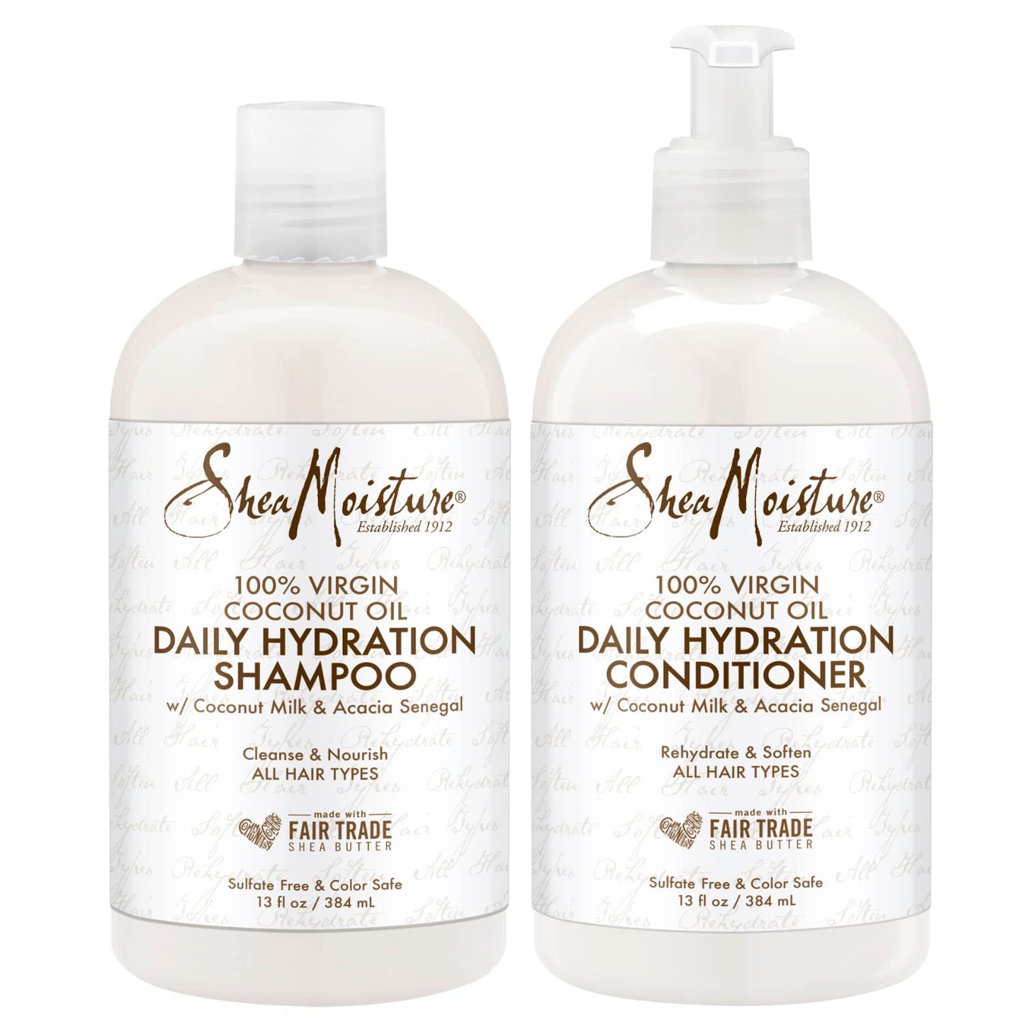 SheaMoisture Shampoo & Conditioner 100% Virgin Coconut Oil Daily Hydration | 13 fl. oz.