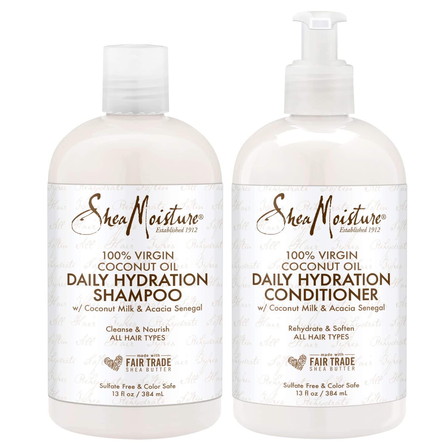 SheaMoisture Shampoo & Conditioner 100% Virgin Coconut Oil Daily Hydration | 13 fl. oz.